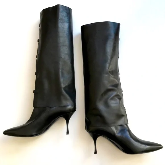 Hollywould Ellie Leather Ankle & Knee High Chain Leather Boots Black EU 39 NIB - Picture 3 of 16